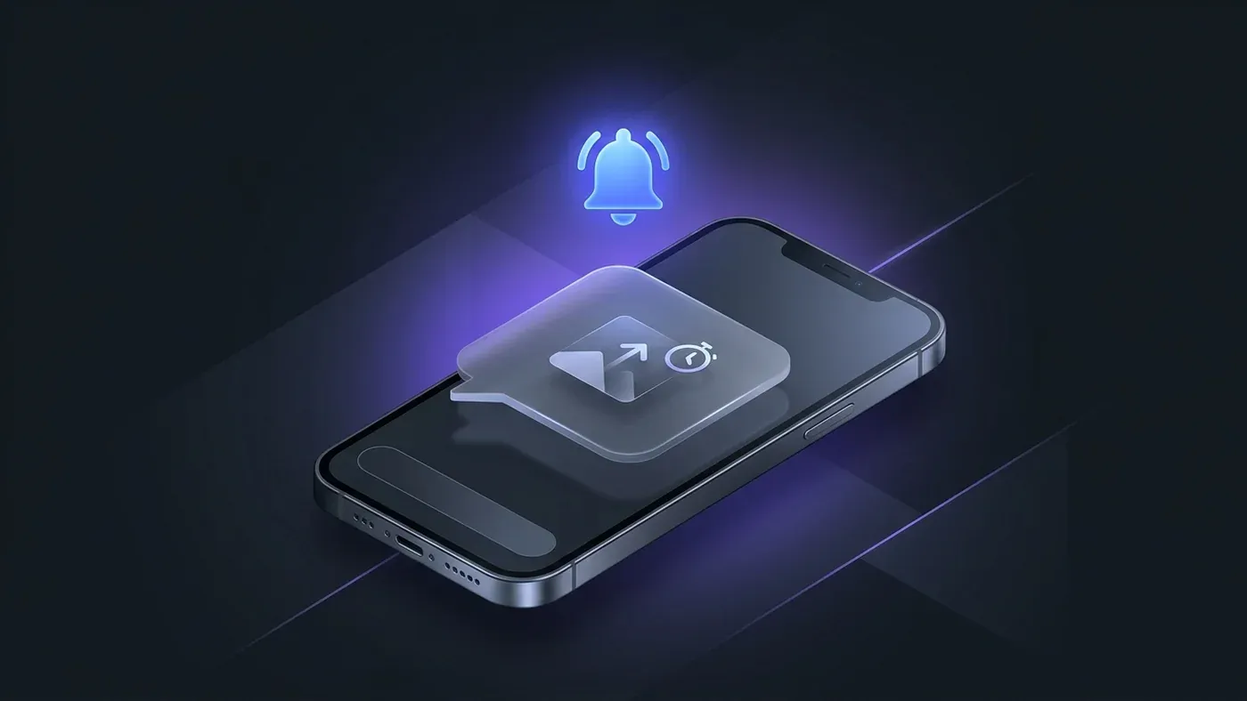 Instagram DM screen with a disappearing photo and a visible notification bell — this IS the case Instagram notifies about