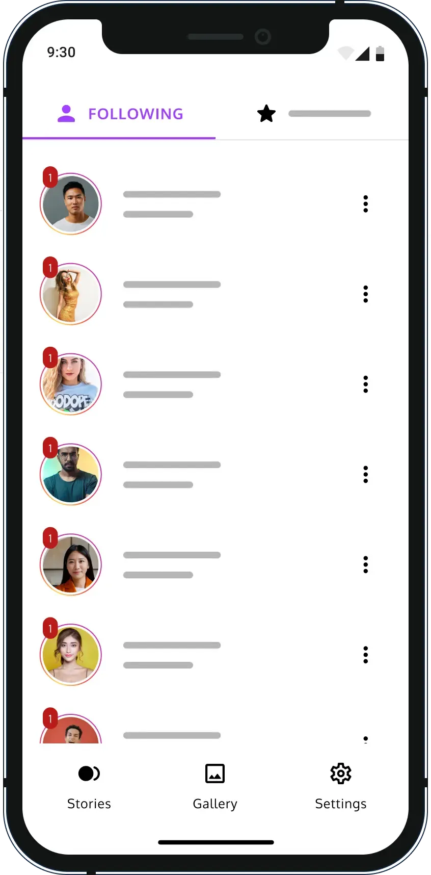 IncoStory in-app screen — search and browse Instagram users