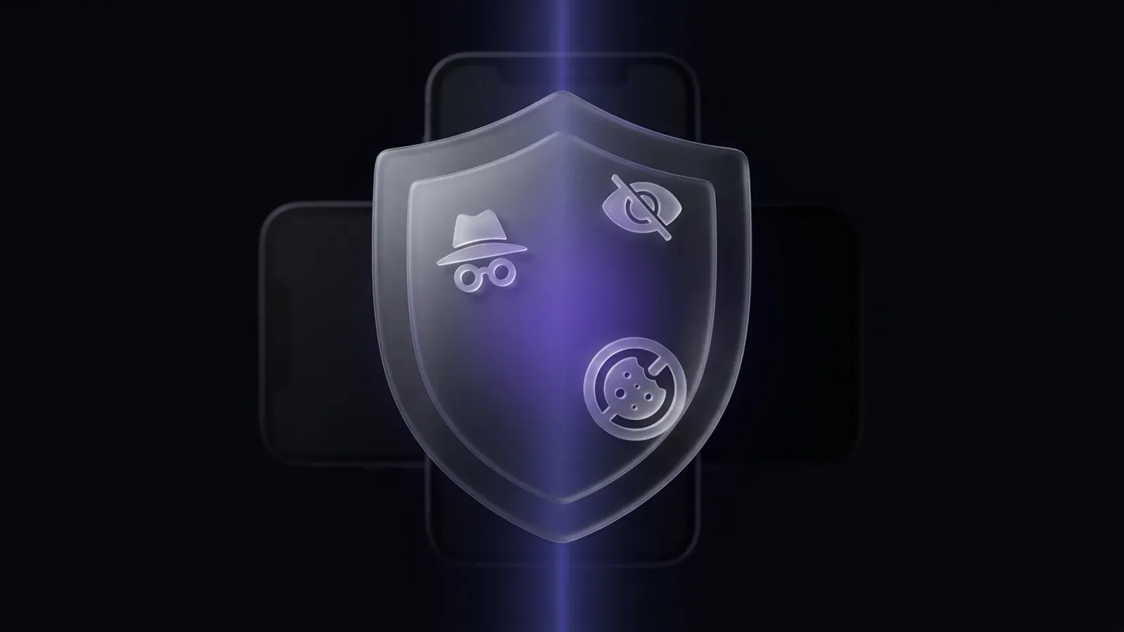 Privatsphäre-Schild mit Icons für Inkognito-Browsing